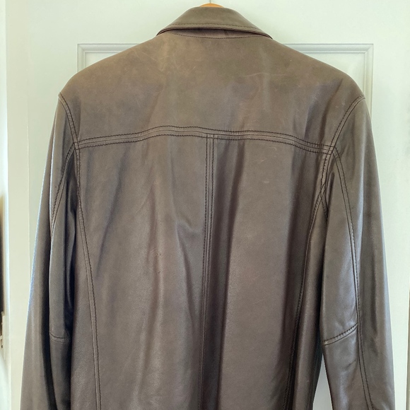 BARNEYS NEW YORK men's brown leather jacket - Picture 2 of 8